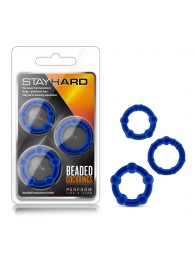 Набор из 3 синих эрекционных колец Stay Hard Beaded Cockrings - Blush Novelties - в Йошкар-Оле купить с доставкой