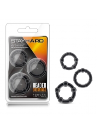 Набор из 3 чёрных эрекционных колец Stay Hard Beaded Cockrings - Blush Novelties - в Йошкар-Оле купить с доставкой