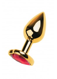 Золотистая анальная пробка с кристаллом-сердцем - 7,5 см. - ToyFa - купить с доставкой в Йошкар-Оле