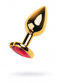 Золотистая анальная пробка с кристаллом-сердцем - 7,5 см. - ToyFa - купить с доставкой в Йошкар-Оле