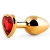 Золотистая анальная пробка с красным стразом-сердечком - 8 см. - Anal Jewelry Plug - купить с доставкой в Йошкар-Оле