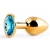 Золотистая анальная пробка с голубым стразом - 7,2 см. - Anal Jewelry Plug - купить с доставкой в Йошкар-Оле