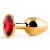 Золотистая анальная пробка с красным стразом - 7,2 см. - Anal Jewelry Plug - купить с доставкой в Йошкар-Оле