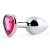 Серебристая анальная пробка с розовым кристаллом-сердечком - 7 см. - Anal Jewelry Plug - купить с доставкой в Йошкар-Оле