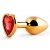 Золотистая анальная пробка с красным стразом-сердечком - 7 см. - Anal Jewelry Plug - купить с доставкой в Йошкар-Оле