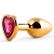 Золотистая анальная пробка с малиновым кристаллом-сердечком - 7 см. - Anal Jewelry Plug - купить с доставкой в Йошкар-Оле