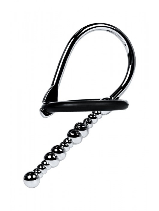 Серебристый уретральный плаг-бусины TOYFA Metal с мягким фиксириющим кольцом - ToyFa - купить с доставкой в Йошкар-Оле