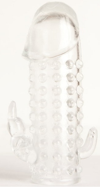 Гелевая прозрачная насадка с 2 отростками - 13 см. - Toyfa Basic - в Йошкар-Оле купить с доставкой