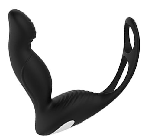 Черный вибромассажер простаты P-PLEASER W ERECTION ENHANCE - Dream Toys - в Йошкар-Оле купить с доставкой