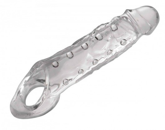 Прозразная закрытая насадка на пенис с поддержкой мошонки Clearly Ample Penis Enhancer - 22 см. - XR Brands - в Йошкар-Оле купить с доставкой