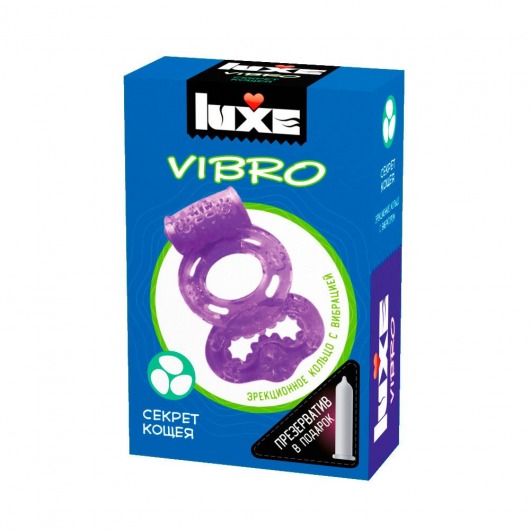Фиолетовое эрекционное виброкольцо Luxe VIBRO  Секрет Кощея  + презерватив - Luxe - в Йошкар-Оле купить с доставкой
