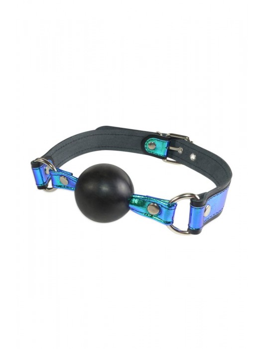 Кляп-шарик на чёрно-синих ремешках - Sitabella - купить с доставкой в Йошкар-Оле