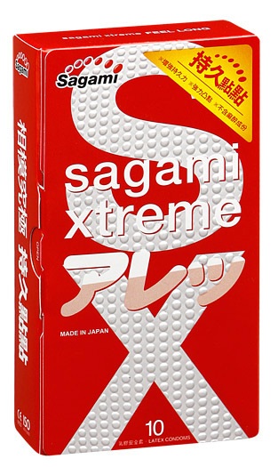 Утолщенные презервативы Sagami Xtreme Feel Long с точками - 10 шт. - Sagami - купить с доставкой в Йошкар-Оле