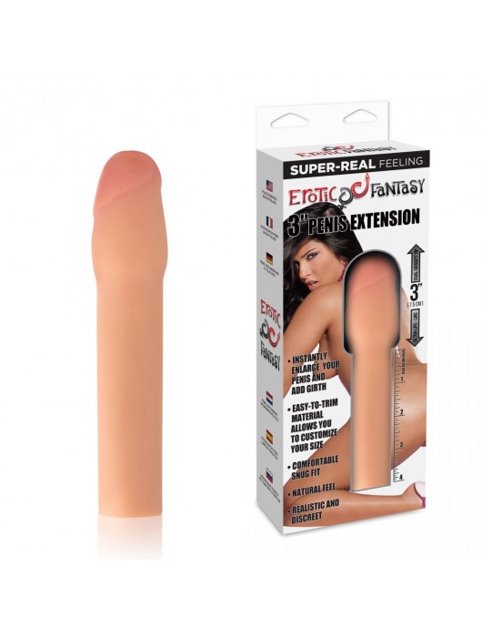 Телесная реалистичная насадка для увеличения члена - 20 см. - Erotic Fantasy - в Йошкар-Оле купить с доставкой