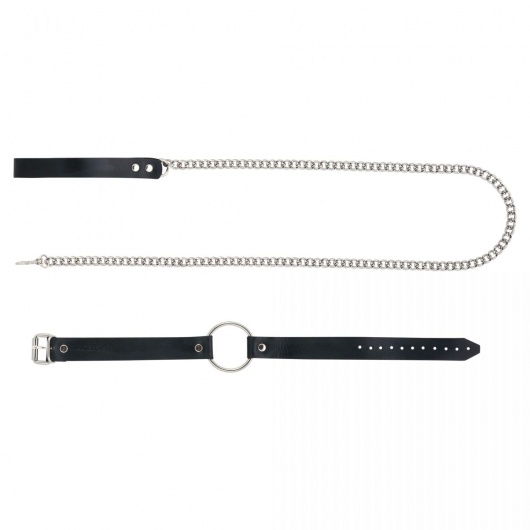 Черный поводок и чокер с кольцом Rada - Rebelts - купить с доставкой в Йошкар-Оле