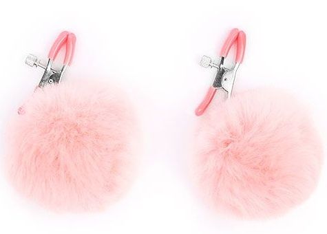 Зажимы для сосков с розовым пушком - Notabu - купить с доставкой в Йошкар-Оле