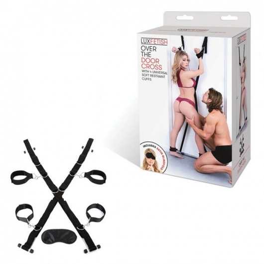 Чёрный набор для фиксации у двери - Lux Fetish - купить с доставкой в Йошкар-Оле