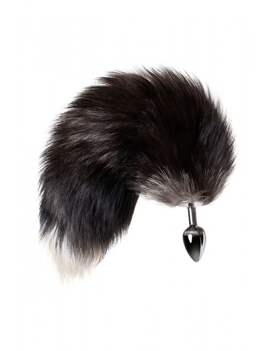 Серебристая металлическая анальная втулка с хвостом чернобурой лисы - размер S - ToyFa - купить с доставкой в Йошкар-Оле