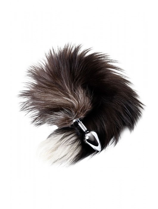 Серебристая металлическая анальная втулка с хвостом чернобурой лисы - размер S - ToyFa - купить с доставкой в Йошкар-Оле