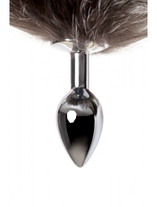 Серебристая металлическая анальная втулка с хвостом чернобурой лисы - размер S - ToyFa - купить с доставкой в Йошкар-Оле