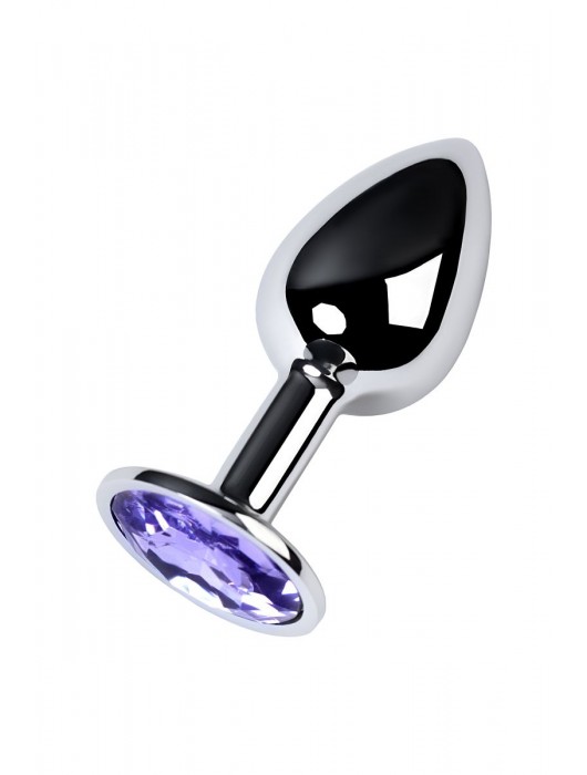 Серебристая конусовидная анальная пробка с фиолетовым кристаллом - 7 см. - ToyFa - купить с доставкой в Йошкар-Оле