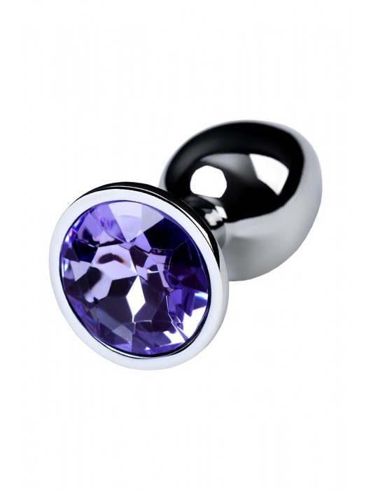 Серебристая конусовидная анальная пробка с фиолетовым кристаллом - 7 см. - ToyFa - купить с доставкой в Йошкар-Оле