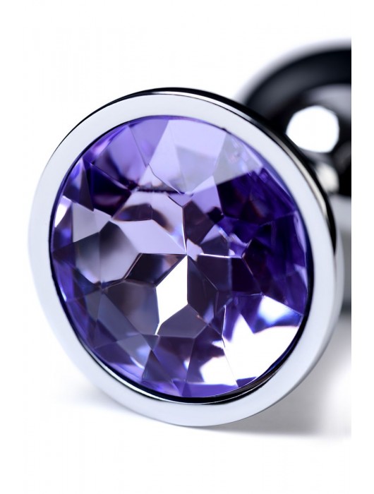 Серебристая конусовидная анальная пробка с фиолетовым кристаллом - 7 см. - ToyFa - купить с доставкой в Йошкар-Оле