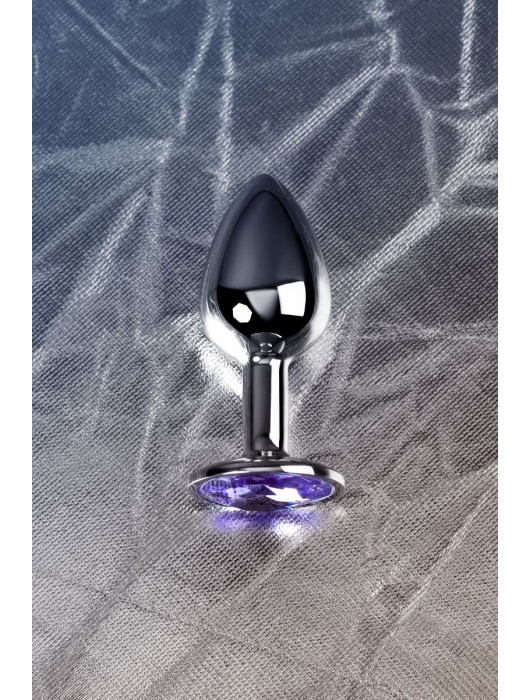 Серебристая конусовидная анальная пробка с фиолетовым кристаллом - 7 см. - ToyFa - купить с доставкой в Йошкар-Оле