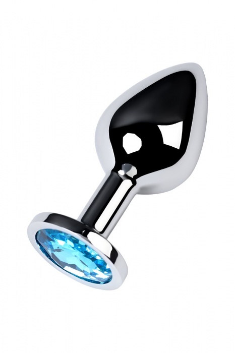 Серебристая конусовидная анальная пробка с голубым кристаллом - 8 см. - ToyFa - купить с доставкой в Йошкар-Оле
