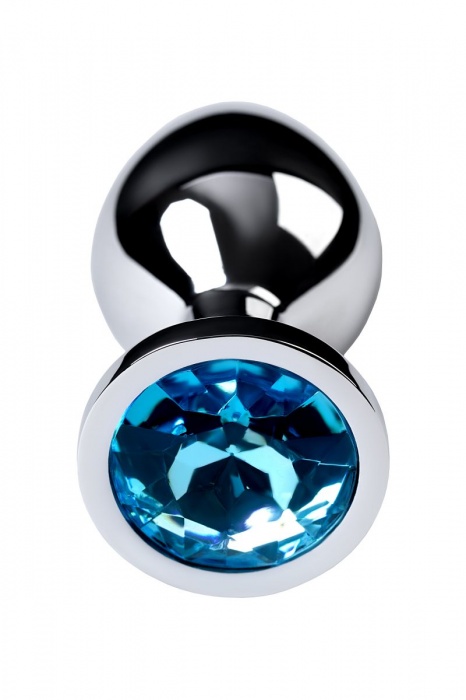 Серебристая конусовидная анальная пробка с голубым кристаллом - 8 см. - ToyFa - купить с доставкой в Йошкар-Оле