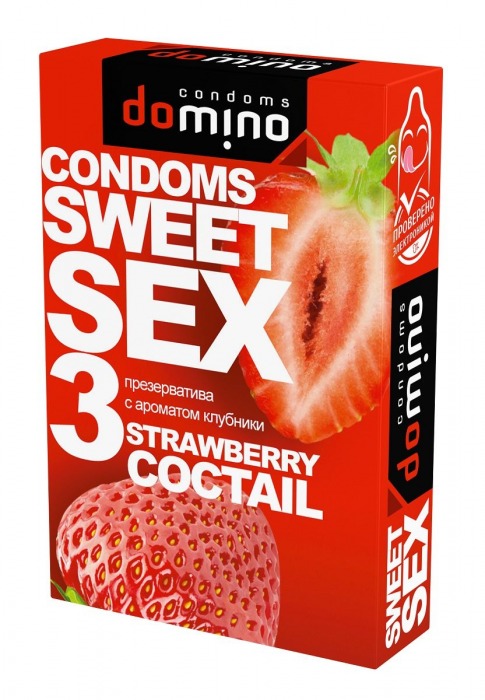 Презервативы для орального секса DOMINO Sweet Sex с ароматом клубничного коктейля  - 3 шт. - Domino - купить с доставкой в Йошкар-Оле