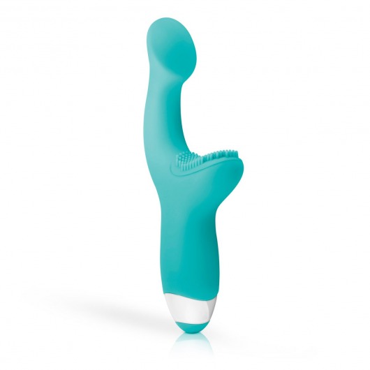 Зеленый вибратор для G-стимуляции с клиторальной щеточкой Yuki G-Spot Vibrator - 19 см. - EDC