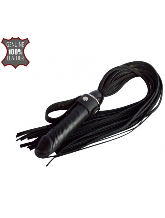 Черная плеть  Ковбой  с ручкой-фаллосом - 55 см. - Sitabella - купить с доставкой в Йошкар-Оле