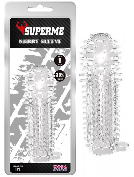 Закрытая прозрачная насадка на пенис с шипиками Nubby Sleeve - 14,5 см. - Chisa - в Йошкар-Оле купить с доставкой