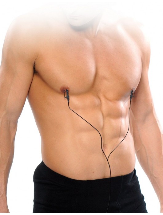 Черные электрические зажимы для сосков Shock Therapy Nipple Clamps - Pipedream - купить с доставкой в Йошкар-Оле