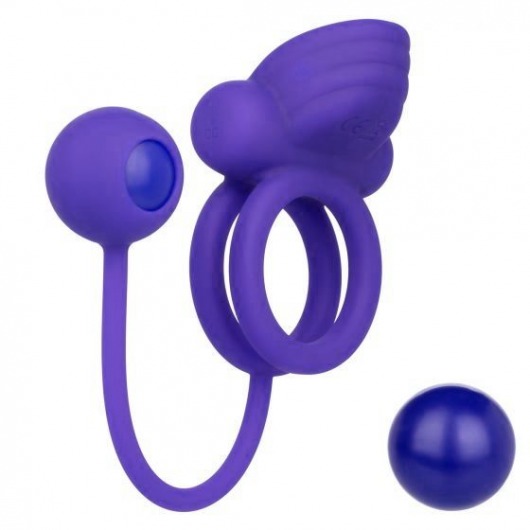 Фиолетовое эрекционное кольцо с утяжелителем Silicone Rechargeable Dual Rockin Rim Enhancer - California Exotic Novelties - в Йошкар-Оле купить с доставкой