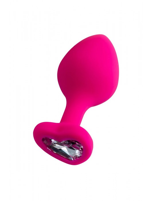Розовая анальная втулка Diamond Heart с прозрачным кристаллом - 8 см. - ToyFa - купить с доставкой в Йошкар-Оле