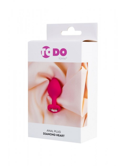 Розовая анальная втулка Diamond Heart с прозрачным кристаллом - 8 см. - ToyFa - купить с доставкой в Йошкар-Оле