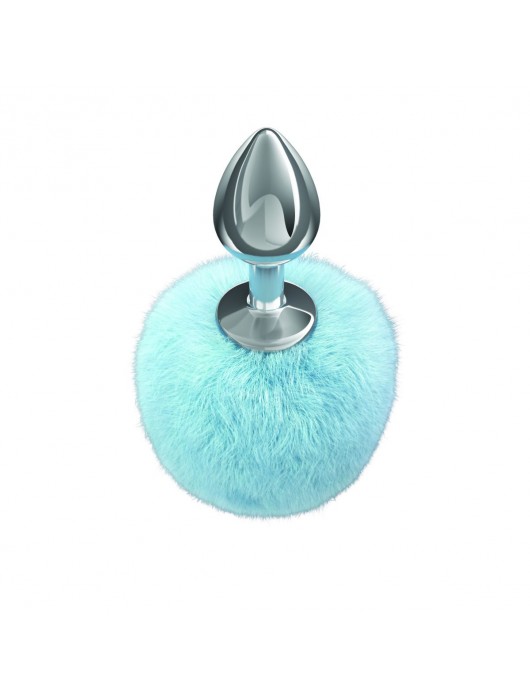 Серебристая анальная пробка с голубым пушистым хвостиком Twinkle - Lola Games - купить с доставкой в Йошкар-Оле