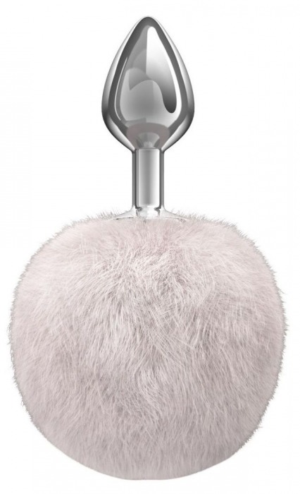 Серебристая анальная пробка с белым пушистым хвостиком Twinkle - Lola Games - купить с доставкой в Йошкар-Оле