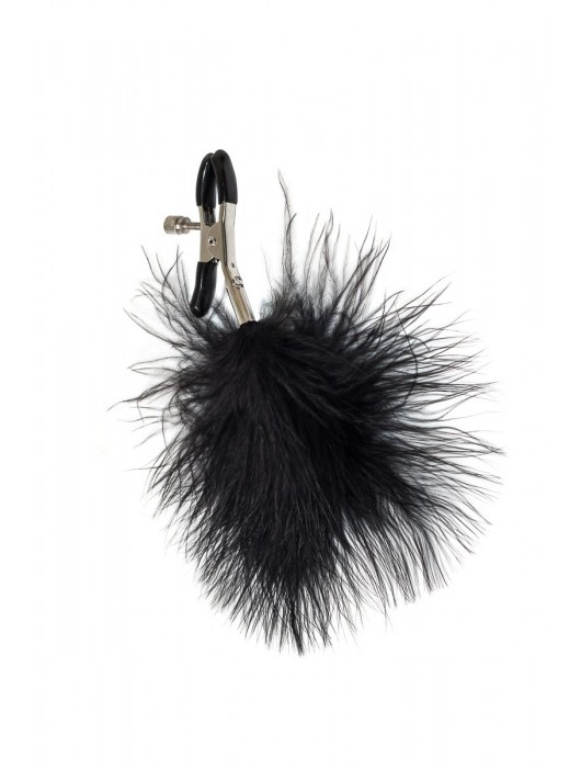 Зажимы на соски с черным пухом Euphoric - Lola Games - купить с доставкой в Йошкар-Оле