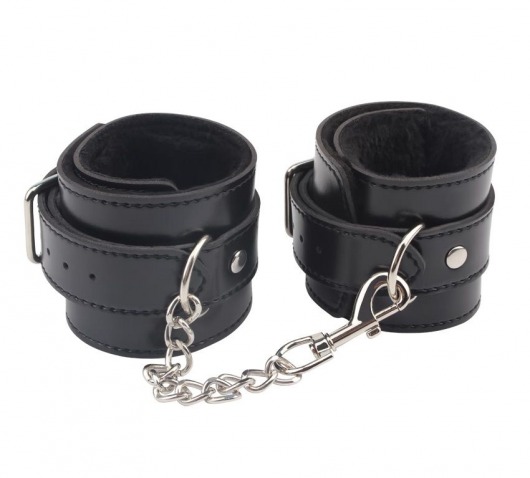 Черные оковы на ноги Obey Me Leather Ankle Cuffs - Chisa - купить с доставкой в Йошкар-Оле