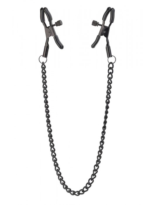 Черные зажимы на соски на цепочке BLAZE DELUXE NIPPLE CLAMPS - Dream Toys - купить с доставкой в Йошкар-Оле