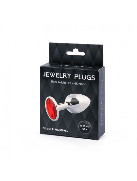 Серебристая анальная пробка с красным стразом - 7,2 см. - Anal Jewelry Plug - купить с доставкой в Йошкар-Оле