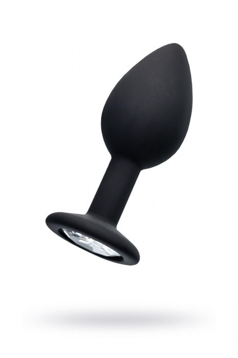 Черная анальная втулка с прозрачным стразом - 7,2 см. - POPO Pleasure - купить с доставкой в Йошкар-Оле