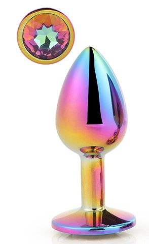 Голографическая анальная втулка с радужным кристаллом - 7,1 см. - Dream Toys - купить с доставкой в Йошкар-Оле