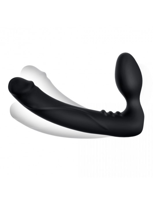 Черный безремневой страпон с вибрацией - 20,3 см. - Pegasus - купить с доставкой в Йошкар-Оле