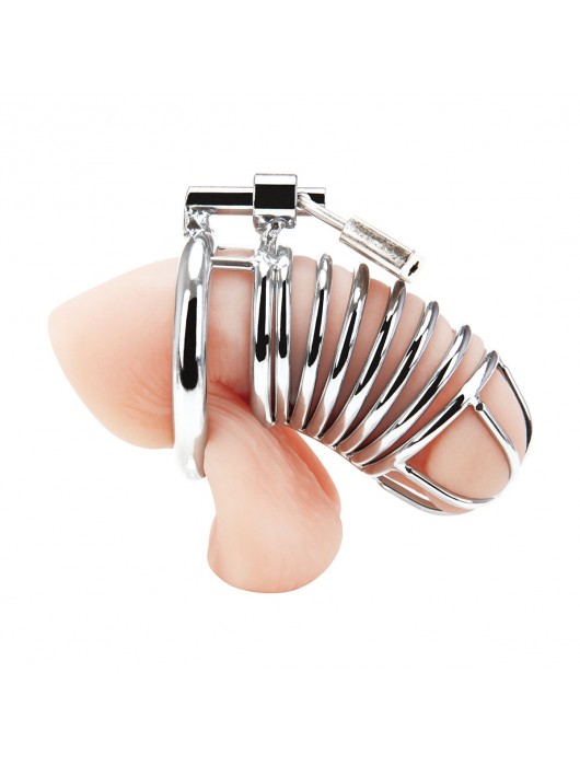 Металлическая клетка Deluxe Сhastity Сage с замком - BlueLine - купить с доставкой в Йошкар-Оле