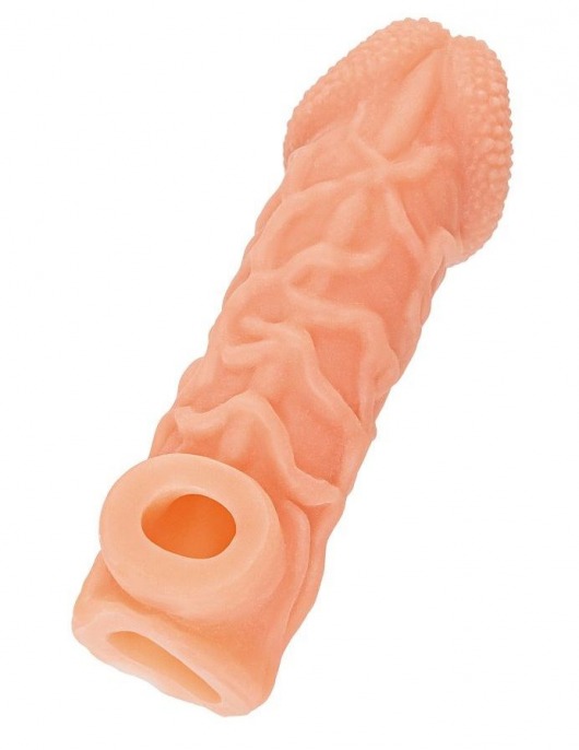 Телесная закрытая насадка с венками Cock Sleeve Size S - 13,8 см. - KOKOS - в Йошкар-Оле купить с доставкой