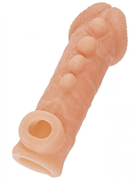 Телесная закрытая насадка с шишечками Cock Sleeve Size M - 15,6 см. - KOKOS - в Йошкар-Оле купить с доставкой